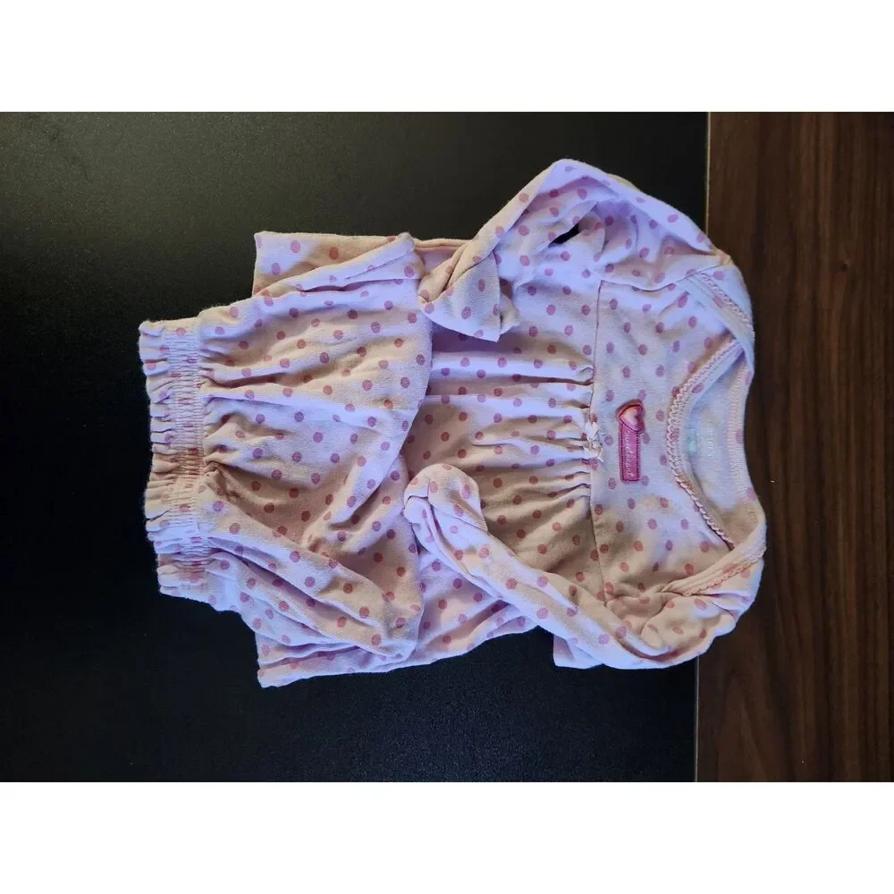 Carter's Baby Girl 3M Pink Polka Dot Sweetheart Long Sleeve Sleep Gown